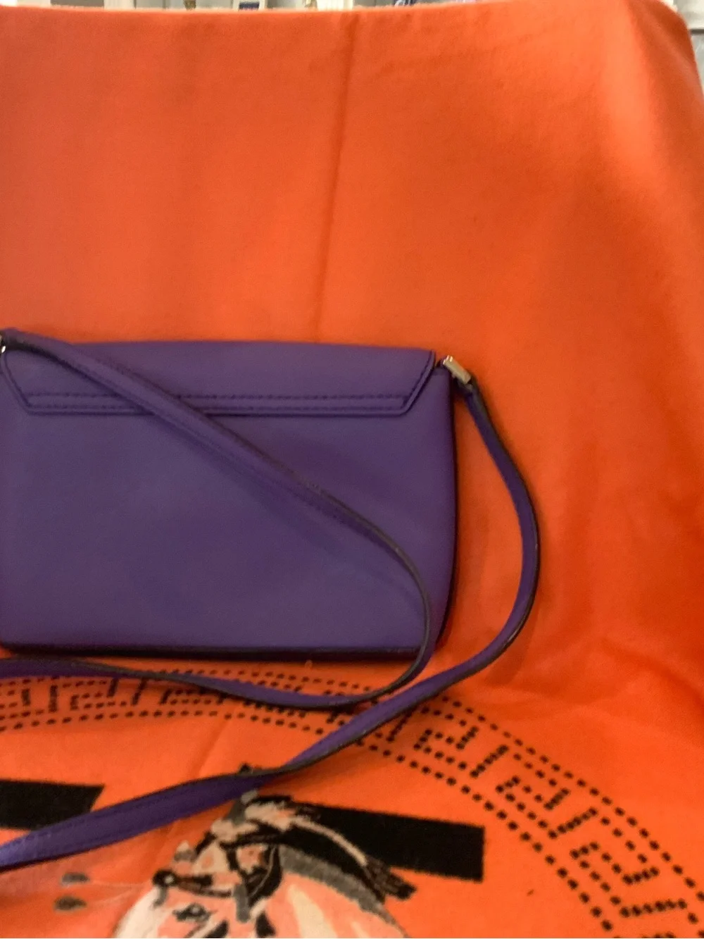 kate spade Purple Leather Wristlet Clutch with Silver-Tone Turnlock